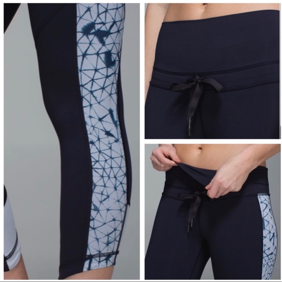 Lululemon Retreat 7/8 Pant Naval Blue Crushed Silver Fox Deep Navy Sz 6 - Picture 3 of 8